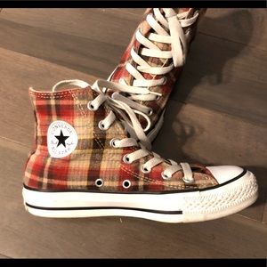 Plaid Converse hi-tops